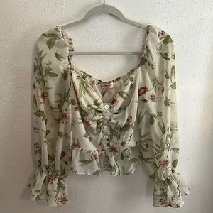 Floral sheer peasant top- excellent condition!